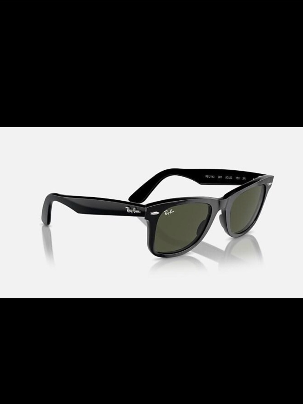 NWOT Ray-Ban Black Frame with Green/Black Lens Classic Wayfarer Sunglasses
